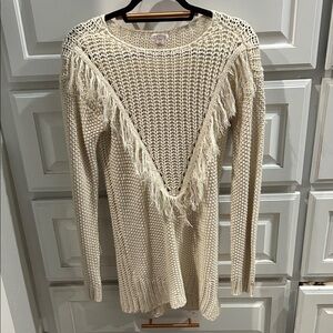 Xhilaration Cream Fringe Sweater